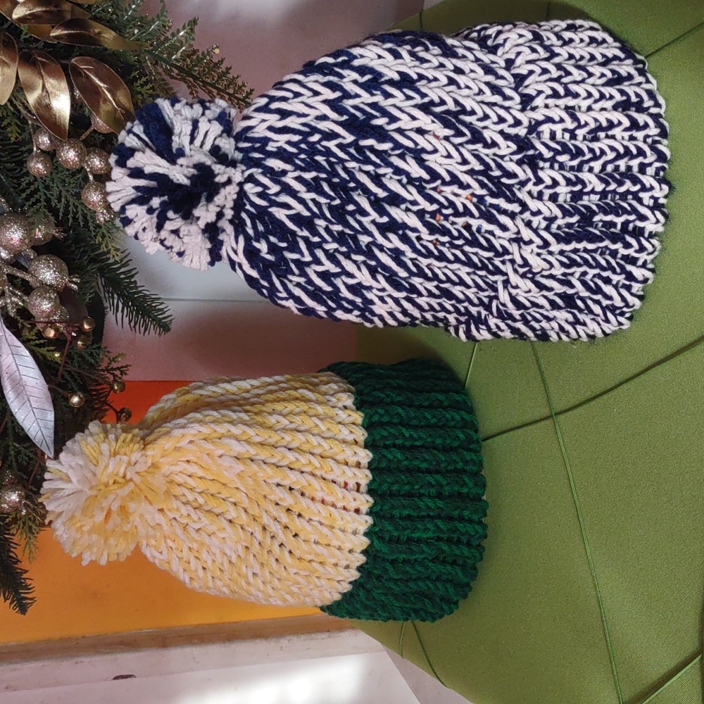 Pair of 2 Unisex Crocheted Christmas Hats